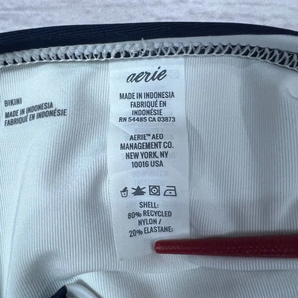 Aerie Side Tie Bikini Bottom Navy White Stripe Size XXS NWT